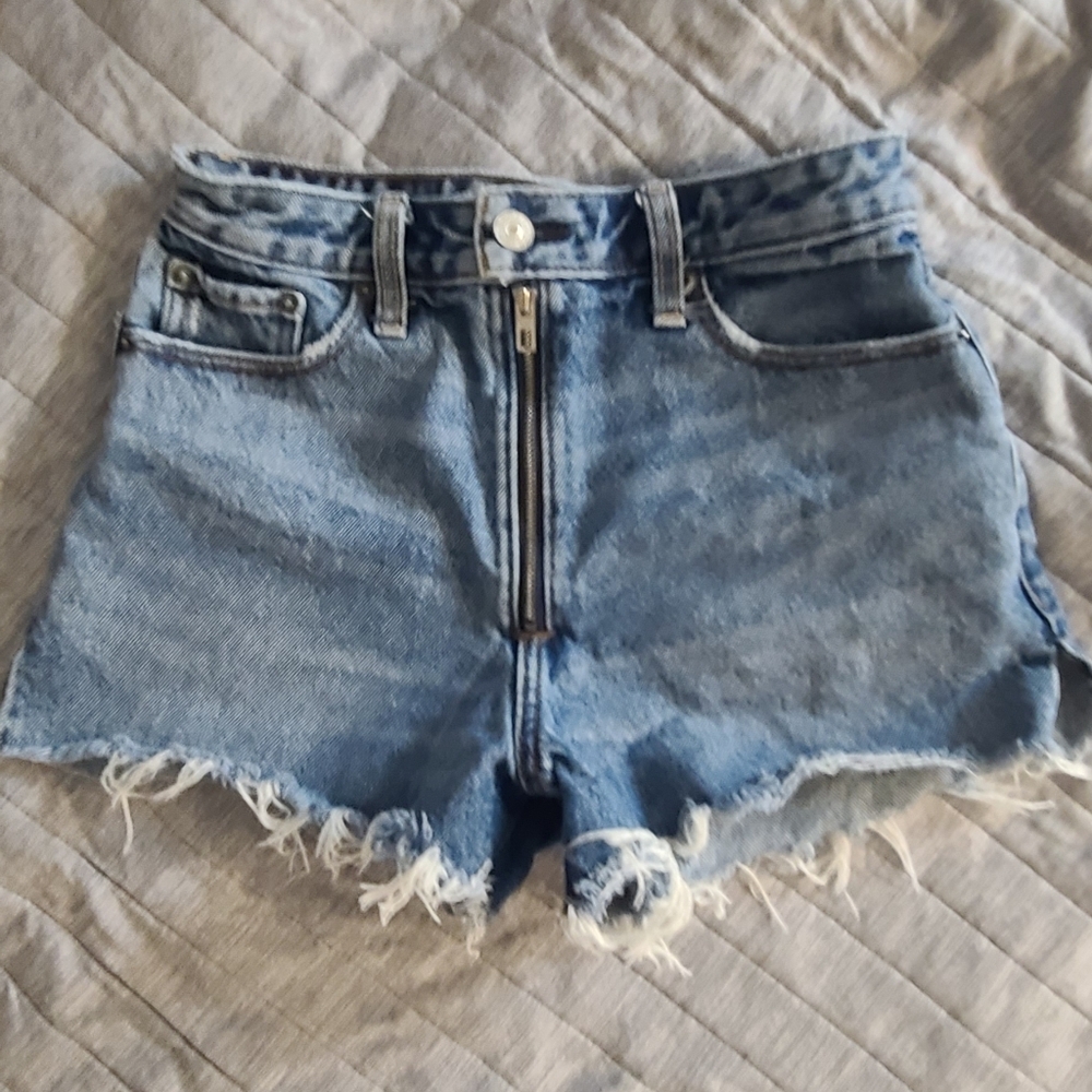 Abercrombie & Fitch Blue Frayed Jean Shorts Size 25
